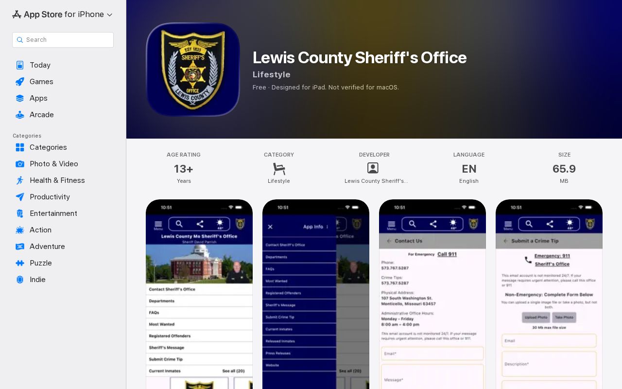 Lewis County sheriff app arrest and inmate modules